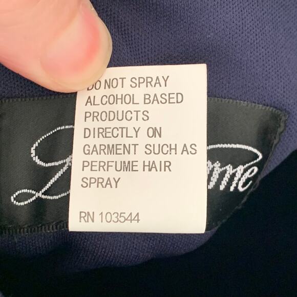 NWT La Femme 28835 Strapless Leg Slit Double Strap Back in Navy Blue - Picture 9 of 11